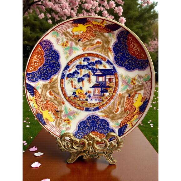 Vintage Japanese Imari Plates-4pc Set-Hand Painted Porcelain-Red Blue Gold-Asian - Picture 8 of 12